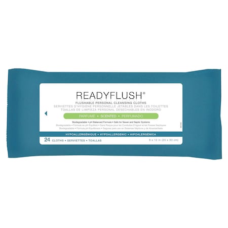 Medline ReadyFlush Biodegradable Flushable Wipes, 8 x 12, PK24 MSC263810